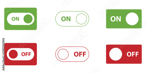 On off switch buttons icon collection. Power on off button icon set. Switch on switch off icon. eps 10