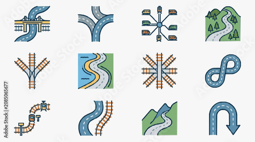 Foto Roadway Intersection Design Symbols Collection.