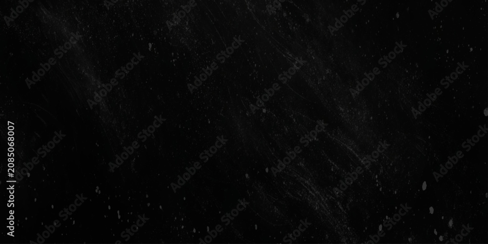 Fototapeta premium Black background with white specks and scratches texture overlay vector graphic design element