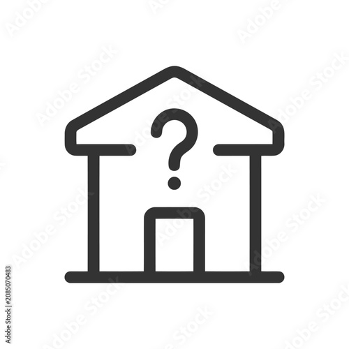 Bild auf Leinwand House icon with question mark symbol for real estate inquiry