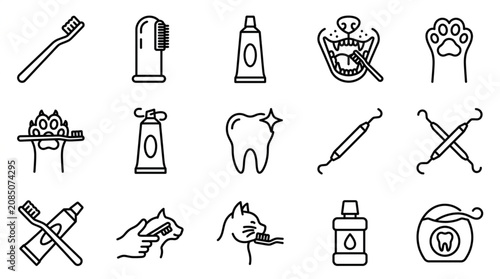 Foto Dental hygiene icons for pets and humans.