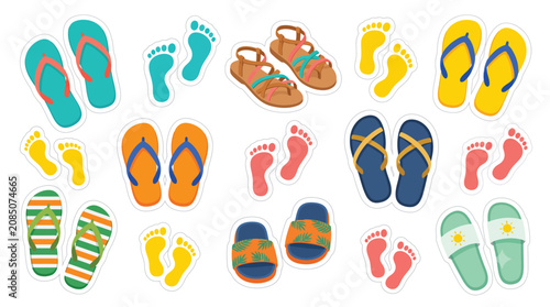 Colorful flip flops sandals collection.