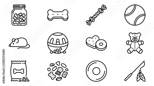 Collection of Pet Toys and Accessories Icons.