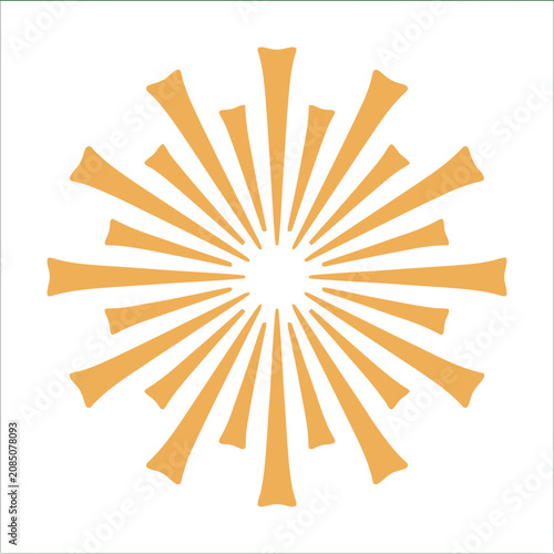 Radial burst of orange shapes