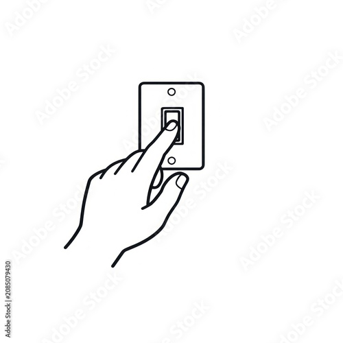 Hand switching light on illustration.