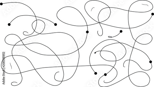 Foto Messy spaghetti line labyrinth template highlighting logical thinking tracking p