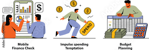 Quadro su tela Personal finance management scenes set highlighting mobile banking tracker appli