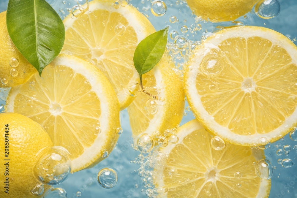 Obraz premium Fresh lemon slices in water