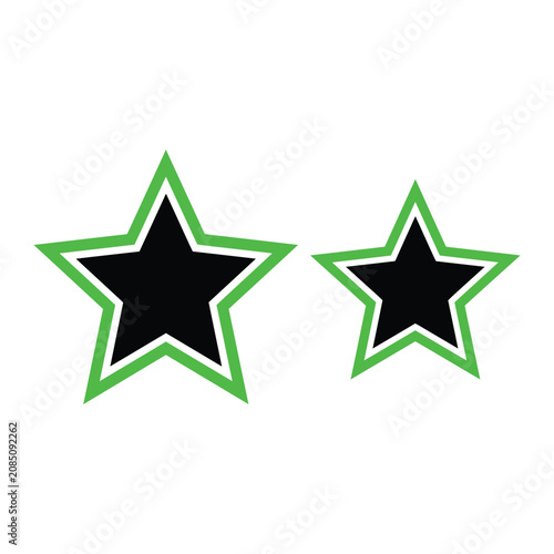 Two black stars with bright green outlines