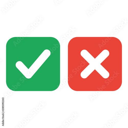 Green check mark and red cross mark icons