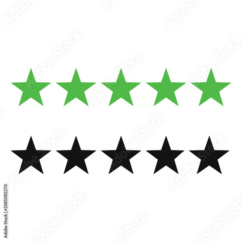 Set of five green and black stars