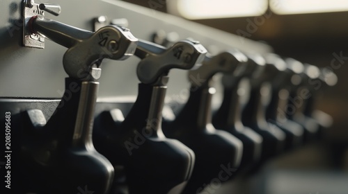 levers. Close-up of clean, geometric levers and handles emphasizing directional control with sharp lines. mobility guides, transit brochures, designed for transport & logistics marketing.