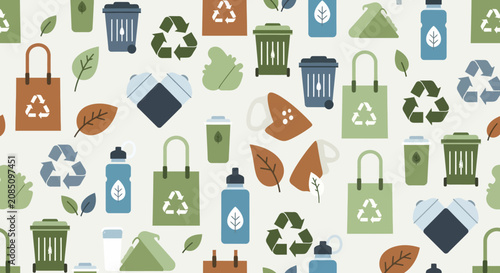 Canvas-taulu Recycling Icons Seamless Pattern for Sustainable Living