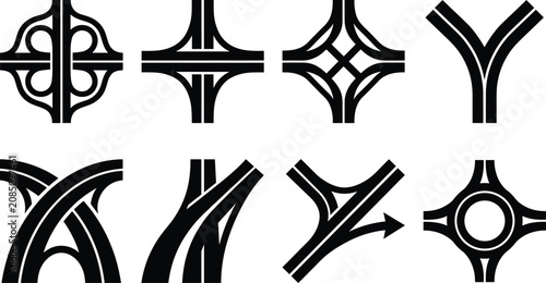 фотографія Highway interchanges cloverleaf junctions and road roundabout schematic vector i