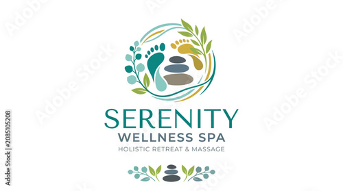 Bild auf Leinwand Serenity Wellness Spa logo design.