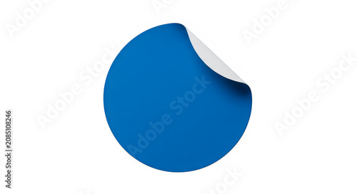 Blue sticker peeling off isolated on transparent background