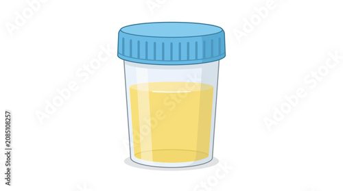 A medical professional collects a urine sample in a laboratory setting.