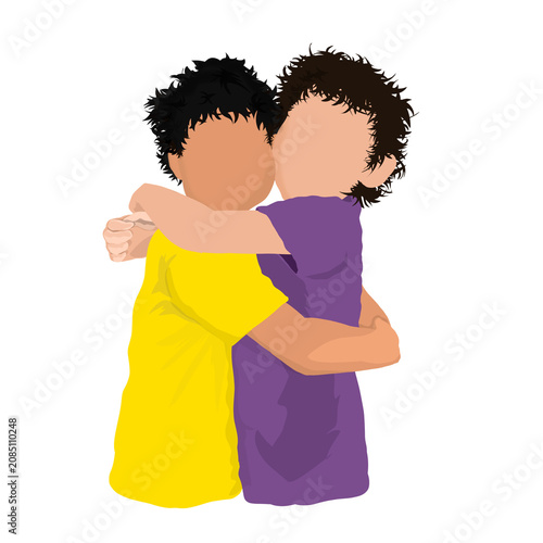 two children hugging, a bond of friendship that is so deep, without background