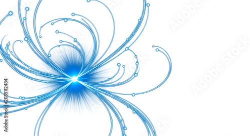 Blue sparkles swirling on white isolated on transparent background