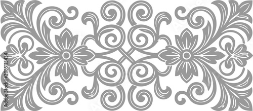 Photography Vintage floral scroll damask pattern border decorative ornamental illustration