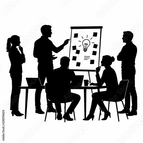 Business Team Brainstorming Meeting Silhouette