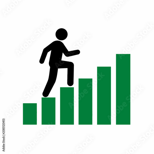 Person Climbing Growth Bar Chart
