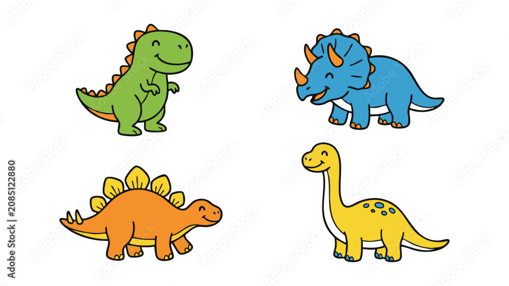 Obraz premium A cute dinosaur character set 