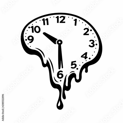 Melting Clock Surreal Illustration