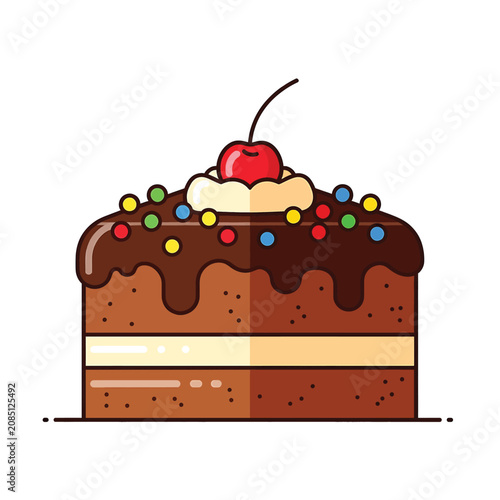 Bild auf Leinwand Chocolate cake with colorful sprinkles 1.