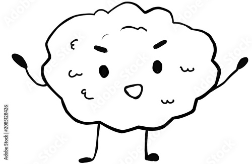 Cute Dental Plaque Cartoon Character Outline Illustration