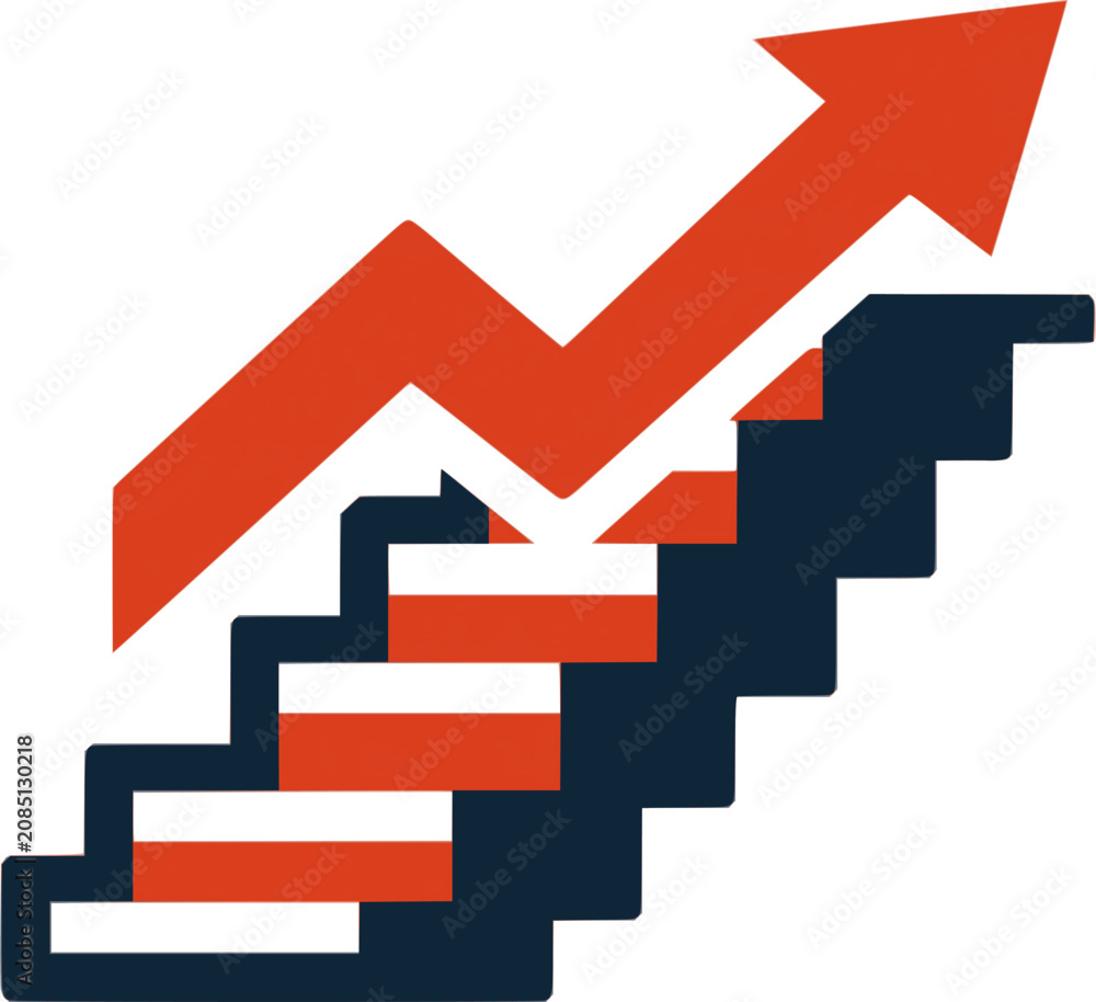 Fototapeta premium Business Success Staircase Icon Flat Vector for Career Growth.