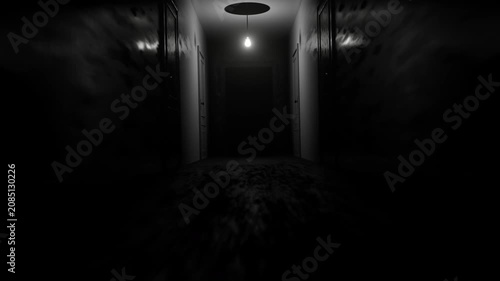 Mystical Horror Halloween Background with Dark Hall Abstract Backdrop, Luxury and Elegant Dynamic Animation. Full HD. 4K
