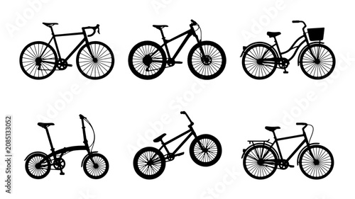 Photos Diverse Bicycle Silhouettes Collection: Road, Mountain, Folding, BMX, Cruiser, C
