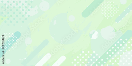 Bild auf Leinwand Mint green geometric pattern with circles and rectangles pastel tones