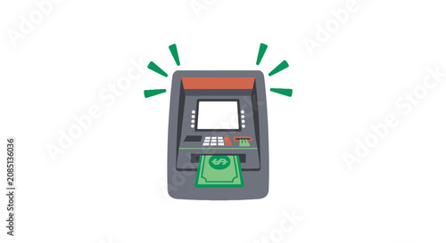 Obraz na płótnie Automated teller machine dispensing paper currency bill