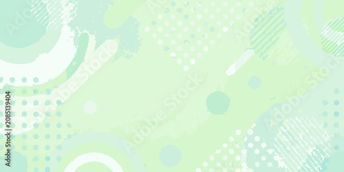Фотография Mint green abstract geometric pattern with circles and brushstrokes