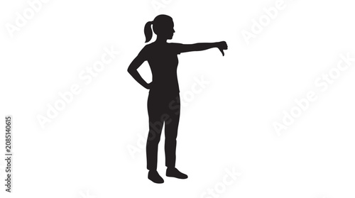 Tableau sur toile Woman Gesturing Disapproval With Thumb Down Black Silhouette