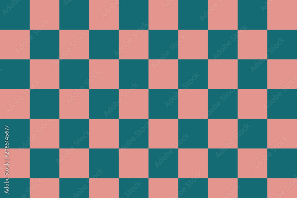 Fototapeta premium Teal and pastel pink checkerboard pattern geometric graphic background design