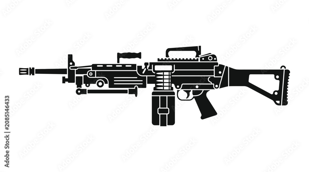Fototapeta premium Machine Gun Silhouette Vector Icon