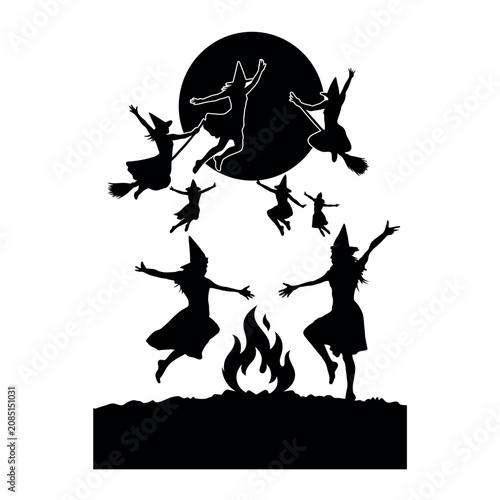 Tableau sur toile Witches' Sabbath Silhouette Spells, Shadows, and Sovereigns.eps
