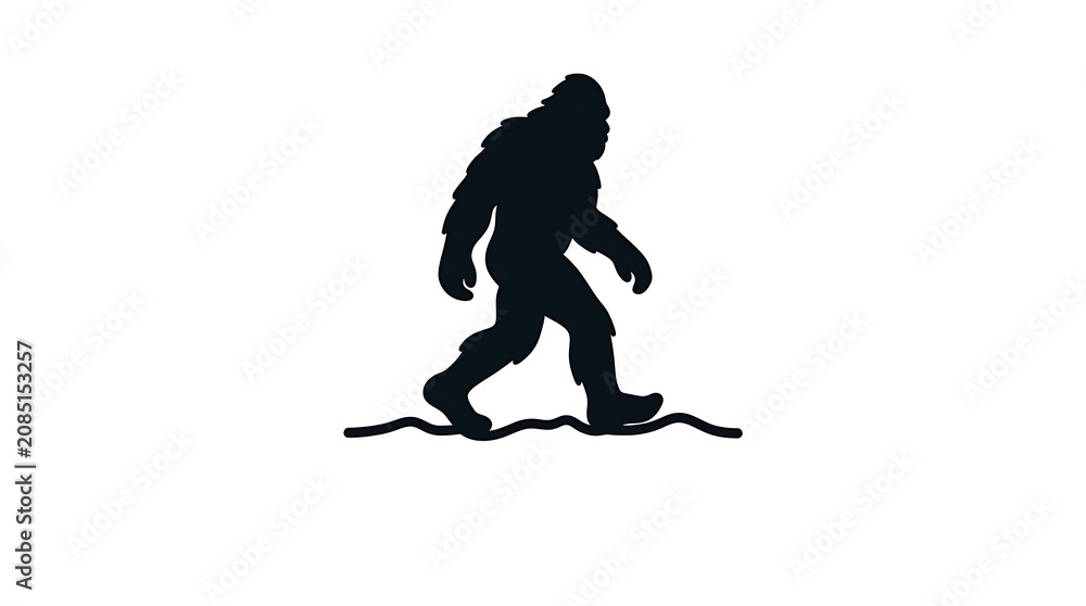 Fototapeta premium Silhouette of large hairy bipedal creature walking