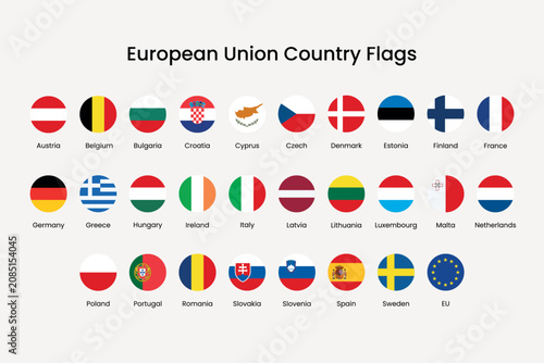 Flags of European Union countries element vector set