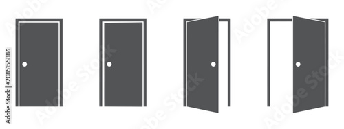 Tableau sur toile Four Door Silhouettes Showing Various States Of Openness doors
