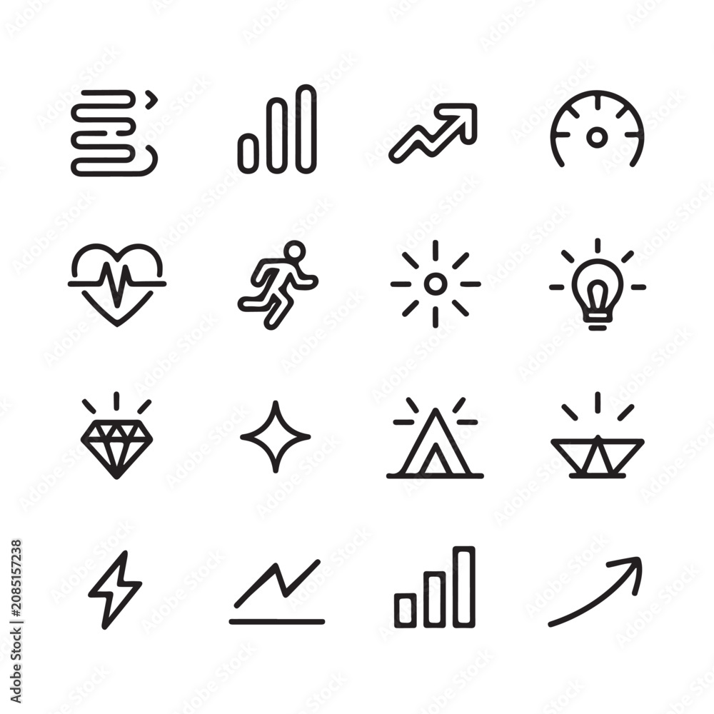 Fototapeta premium Collection of black line representing growth success and ideas