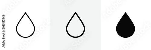 Water drop icon outline, flat and glyph style icon for liquid or hydration.
