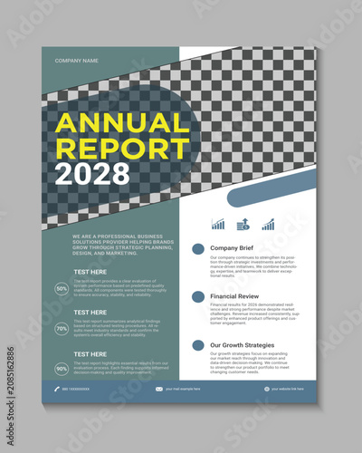 Annual report cover 2028 with checkered background