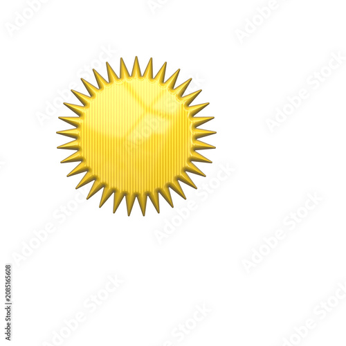 Bright yellow sunburst star shape badge with finish as transparent PNG
