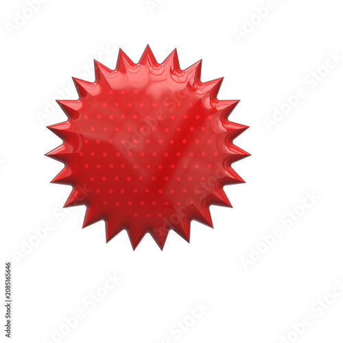 Large red textured starburst sale tag on transparent background