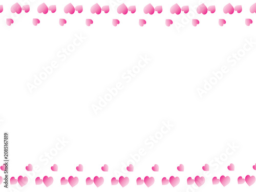 Pink heart shapes arranged in a horizontal border frame pattern