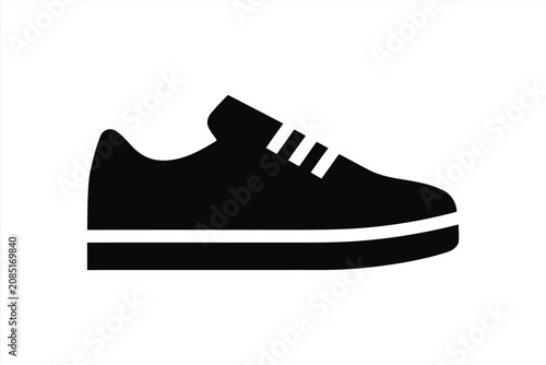 Black and white icon of a casual sneaker shoe